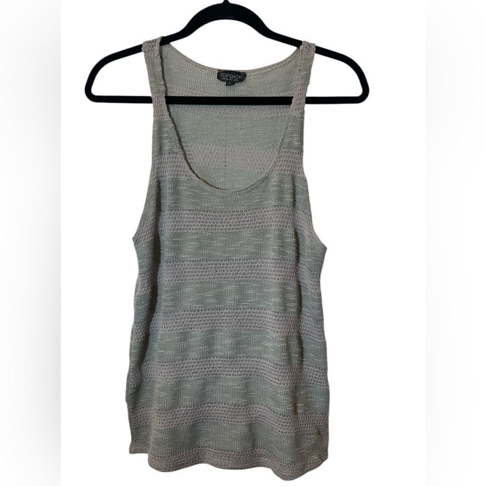 Topshop Light Gray Textured knit Tank Top Size US 6 UK 10 Casual Basic